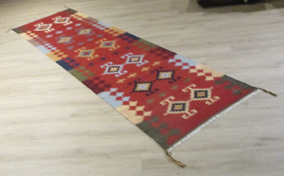 ESATATE 3'x10' RUNNER KILIM REVERSIBLE VEGETABLE DYE FLAT WEAVE WOOL RUG 582310
