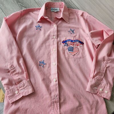 Las Olas Women S Patriotic Shirt God Bless America Embroidered Stripe 4th July