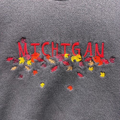Vtg Michigan Fall Autumn Leaf Leaves Mens M Crewneck Sweatshirt Double Collar - Picture 3 of 11