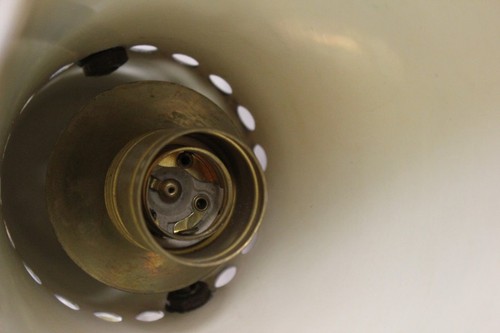 Messing Ring Trichter Leuchte Italien 50er Jahre alte vintage Hänge Lampe MCM - Bild 11 von 12