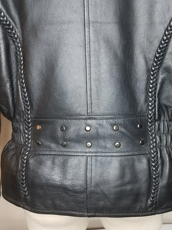 Women's Leather Jacket Biker USA Dream Apparel Size Small 3M zipout motorcycle - Image 3 of 4