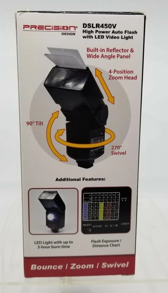 Precision Design DSLR450V High Power Auto Flash with LED Video Light Brand new - Image 3 of 4