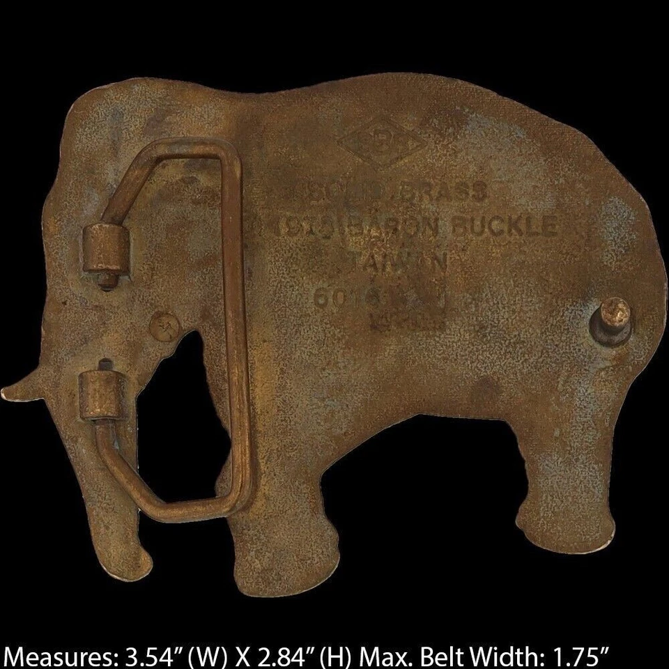 Latón Toro Elefante Africano Hippie Western Hunter Marfil Colmillo Años 70 De Colección Hebilla de Cinturón Foto 4 de 4