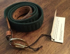 VTG Ducks Unlimited GreenCanvas & Brown(Saddle Leather)Golf Belt Sz Sm/ 30 Waist