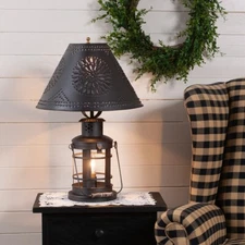 Innkeeper's Lamp with Primitive Country Rustic Tin Shade New by Irvin's Tinware