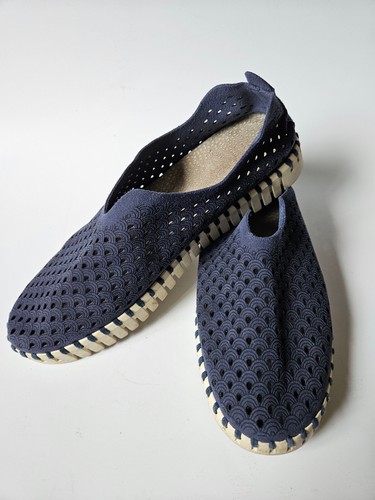 Ilse Jacobsen Tulip 139 Slip On Sneakers Flats Navy Blue Perforated 39 9 - Picture 3 of 7