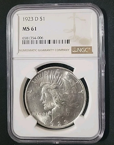 1923 D Peace Silver Dollar $1 NGC MS 61