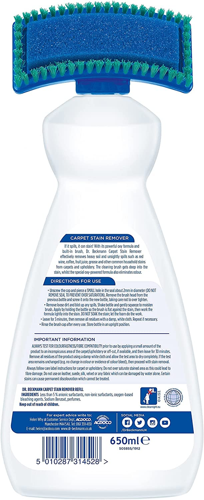 Dr. Beckmann Carpet Stain Remover Home Car Upholstery Cleaner 650Ml eBay