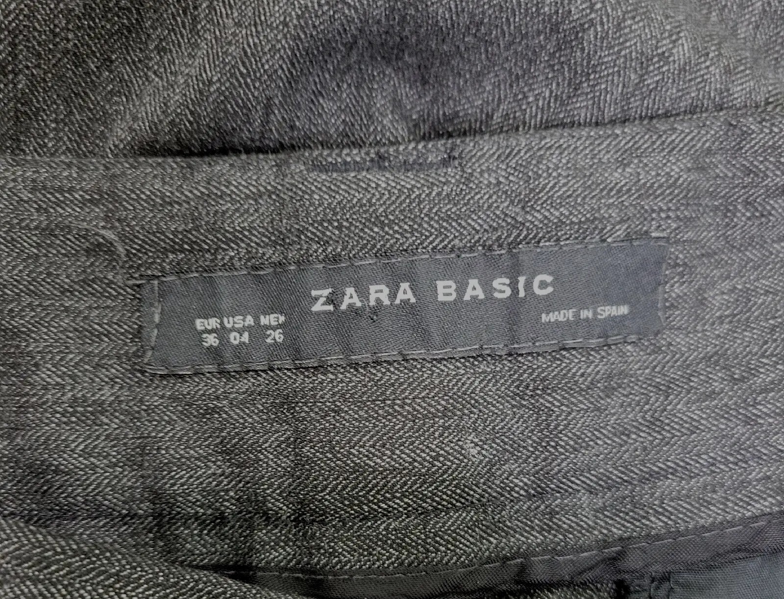 Zara Basic Grey Herringbone Flat Front  Straight … - image 7