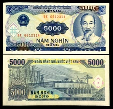VIETNAM 5000 Dong Year 1991 Banknote World Paper Money UNC Currency Ho Chi Minh