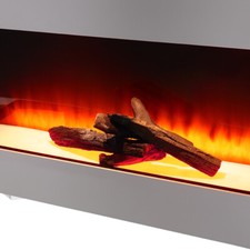 Image of Electric Wall Mounted Fire White Suite Fireplace Heater LED Flame Living Room