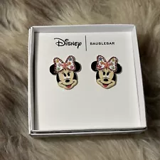 New In Box! Baublebar Disney Earrings - Minnie Mouse With Sparkly Bow