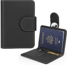 Passport Holder for Travel, Genuine Leather Passport Holder with Airtag Hidden P