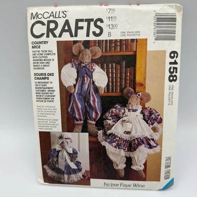McCall's Sewing Pattern 6158 Multi Country Mice Dolls Faye Wine 1992 Folk Art