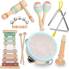Montessori Wooden Musical Instruments Set for Kids   Calming Morandi Tones