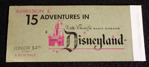 Disneyland 1960 TICKET BOOK w/ ADMISSION TICKET + 2 "B" Tickets + 3 "C" Tickets - Picture 7 of 8