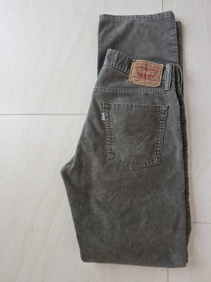 Levi's 514 Herren Größe 32 x 34 schmale gerade grüne Cordhose Jeans
