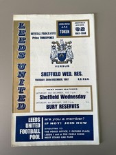 1967-68 Leeds United vs Sheffield Wednesday - Reserves Fixture - Central League