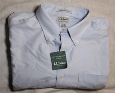 L L Bean Blue Dress Shirt Men's 17.5 Oxford Short Sleeve 100 Cotton NEW