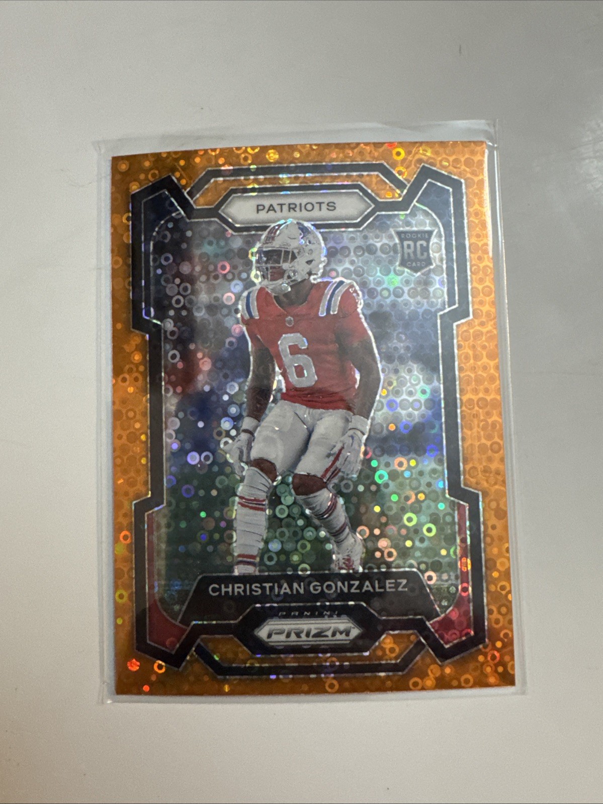 2023 Christian Gonzalez Panini Prizm Orange Disco Rookie RC Patriots #369