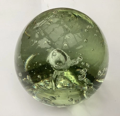 Large Antique 19th Century Victorian Glass Dump Paperweight With Air Bubbles