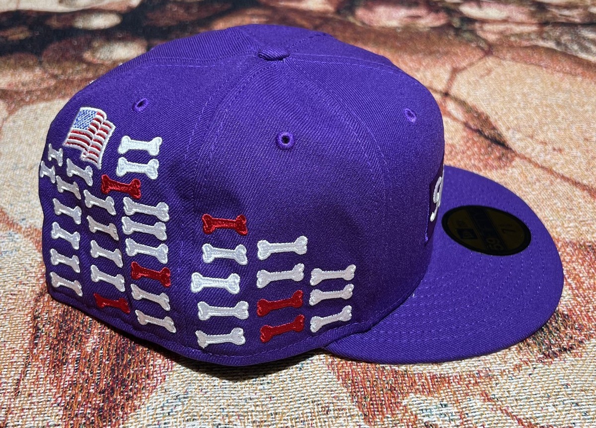 Supreme Bones Box Logo New Era 59Fifty Fitted Hat Purple 7 5/8
