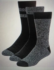 3 Pairs Avalanche Men's Ultimate Thermal Crew Socks in Black Size: 6-12