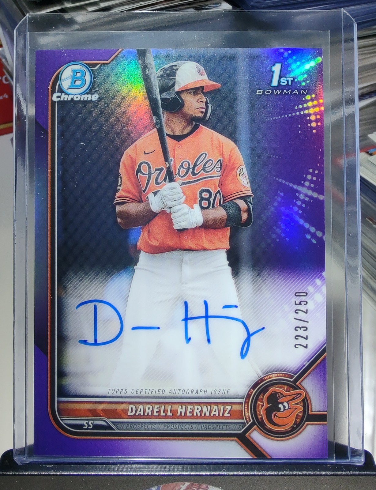 2022 Bowman DARELL HERNAIZ 1st Chrome Purple Refractor Auto # /250