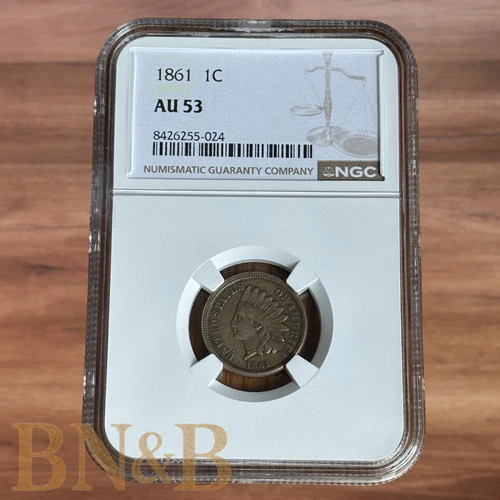 1861 Indian Head Penny NGC AU53