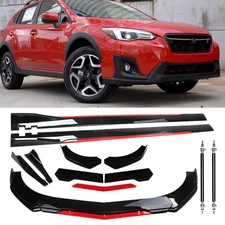 Front Bumper Lip Splitter Spoiler Gloss Black Red For Subaru Side Skirt Body Kit