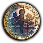 2011-S 10c Silver Roosevelt Dime - PQ Rainbow Toning - SKU-Y6427