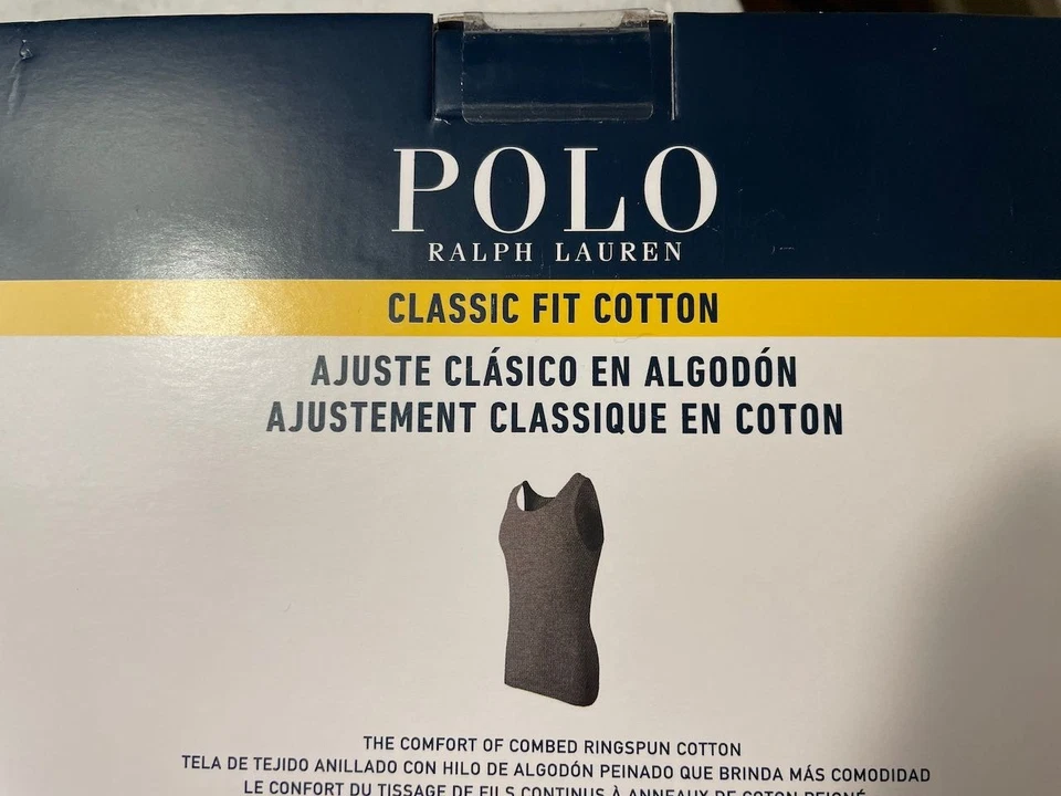 3 tanques de algodón de ajuste clásico POLO RALPH LAUREN nuevos en paquete Foto 3 de 4