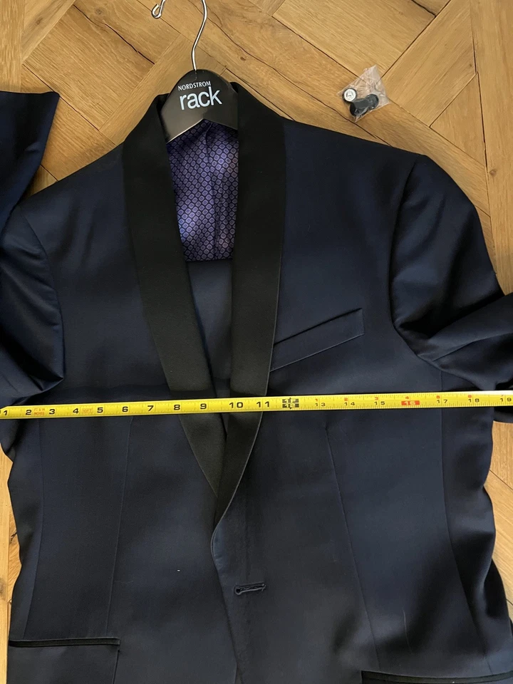 Esmoquin Ted Baker London “Josh” Ajuste Azul Marino Chal Solapa Talla 36S Regular $1,095 Foto 4 de 4