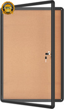 36"X24" Enclosed Bulletin Board Lockable Weather-Resistant Aluminum Cork