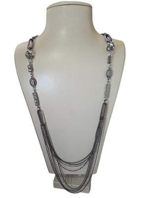 Stephan & Co Women's Gunmetal Plated Long Chain Stylish Necklace NWT