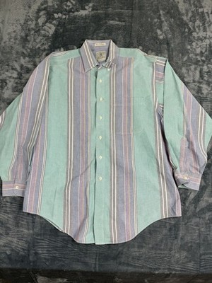 Arrow River Brand Mens Striped Button-Up Shirt VTG Large Long Sleeve 100% Cotton