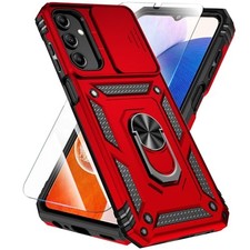 Samsung Galaxy A16 5G Phone Case Red with HD Screen Protector Kickstand