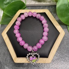 6.5 Plus Stretch Bracelet Stone/Glass Bead Rhinestone Charm New Free Ship B65