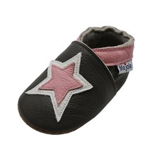Soft Sole Leather Baby Crib Shoes Infant Toddler Prewalkers 0-3 Years Dark Gr...