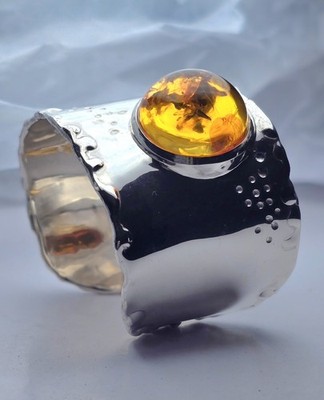 Custom Made One Of A Kind Baltic Amber Sterling Silver Bracelet