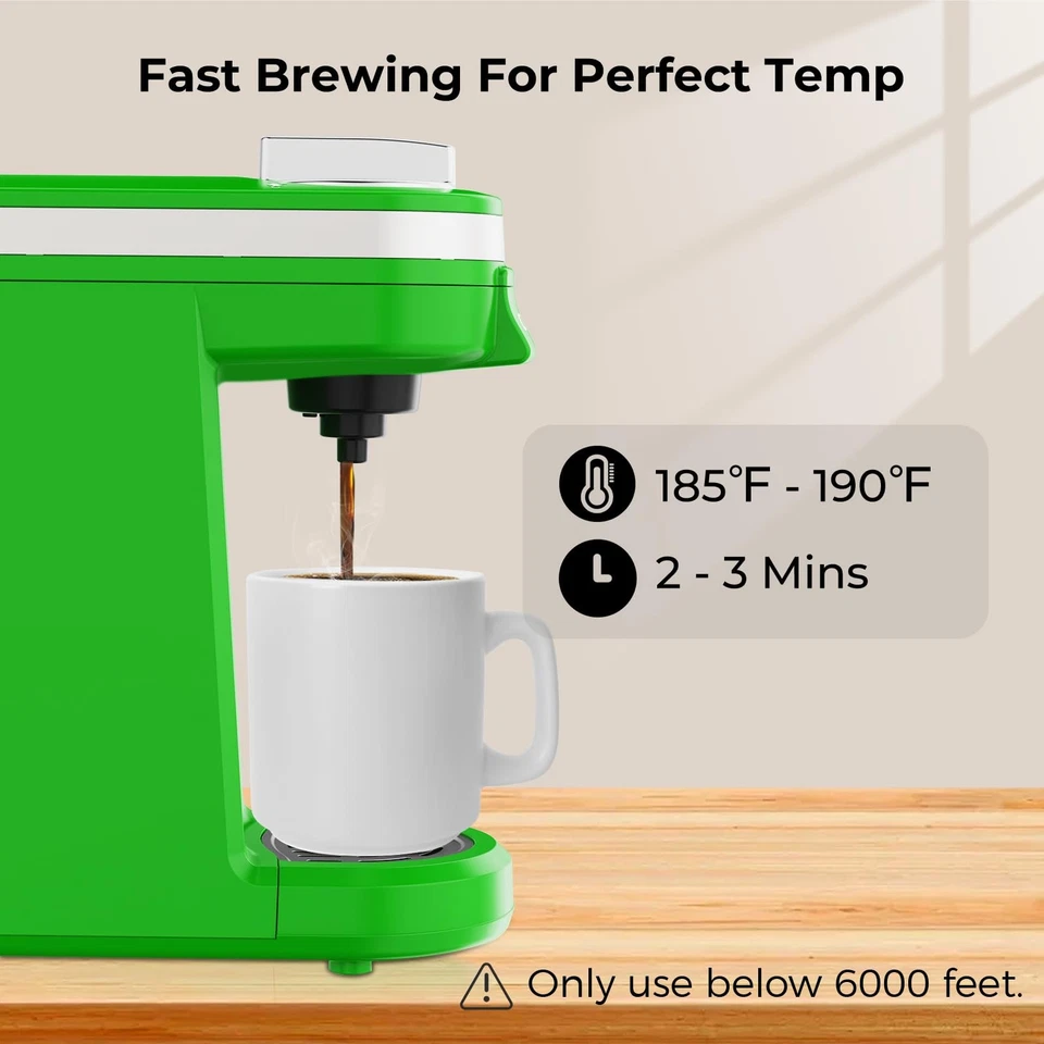 CHULUX Cafetera de un solo servicio con bandeja de goteo extraíble, verde Foto 3 de 4