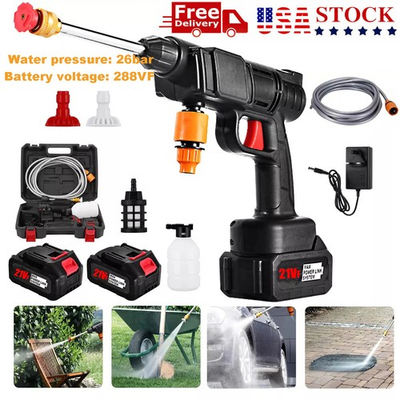 #ad 2 Battery Cordless Water Spray Gun Portable High Pressure Car Washer Cleaner 5M $25.99