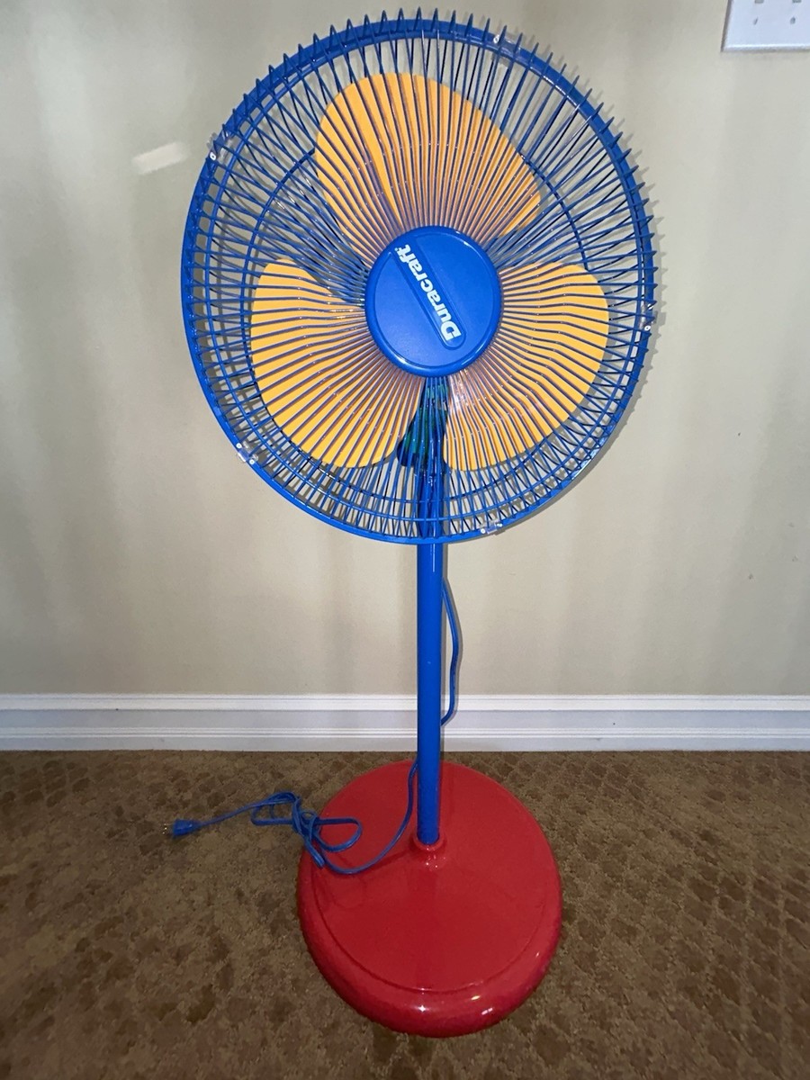 Vintage DuraCraft Rainbow Memphis Oscillating Pedestal Fan Yellow