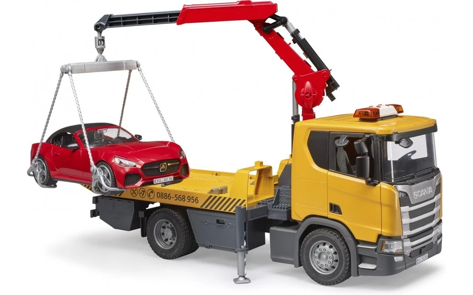 Tow Truck Scania Super 560R with Roadster Car Bruder Toy Car Model 1/16 1:16 - Image 2 of 4