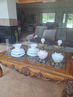 #ad Accurate Casting Hurricane Gone With The Wind 2 Table Lamps Floral Pattern 3 Way $279.99