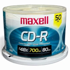 Maxell 50-Pack Color CD-R 700MB, 48x -80 Min Recordable Disc 🆓🚚🔥