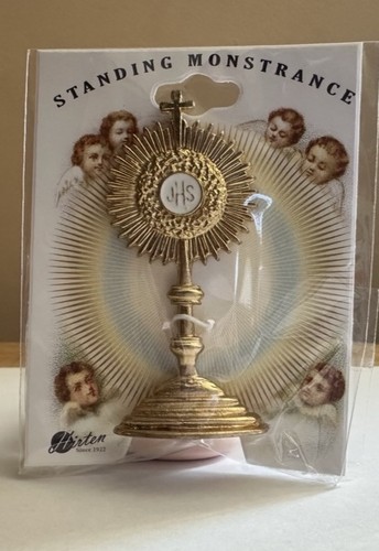 Mini Monstrance Blessed Sacrament Eucharist, Catholic Adoration Lent Season - Picture 2 of 5