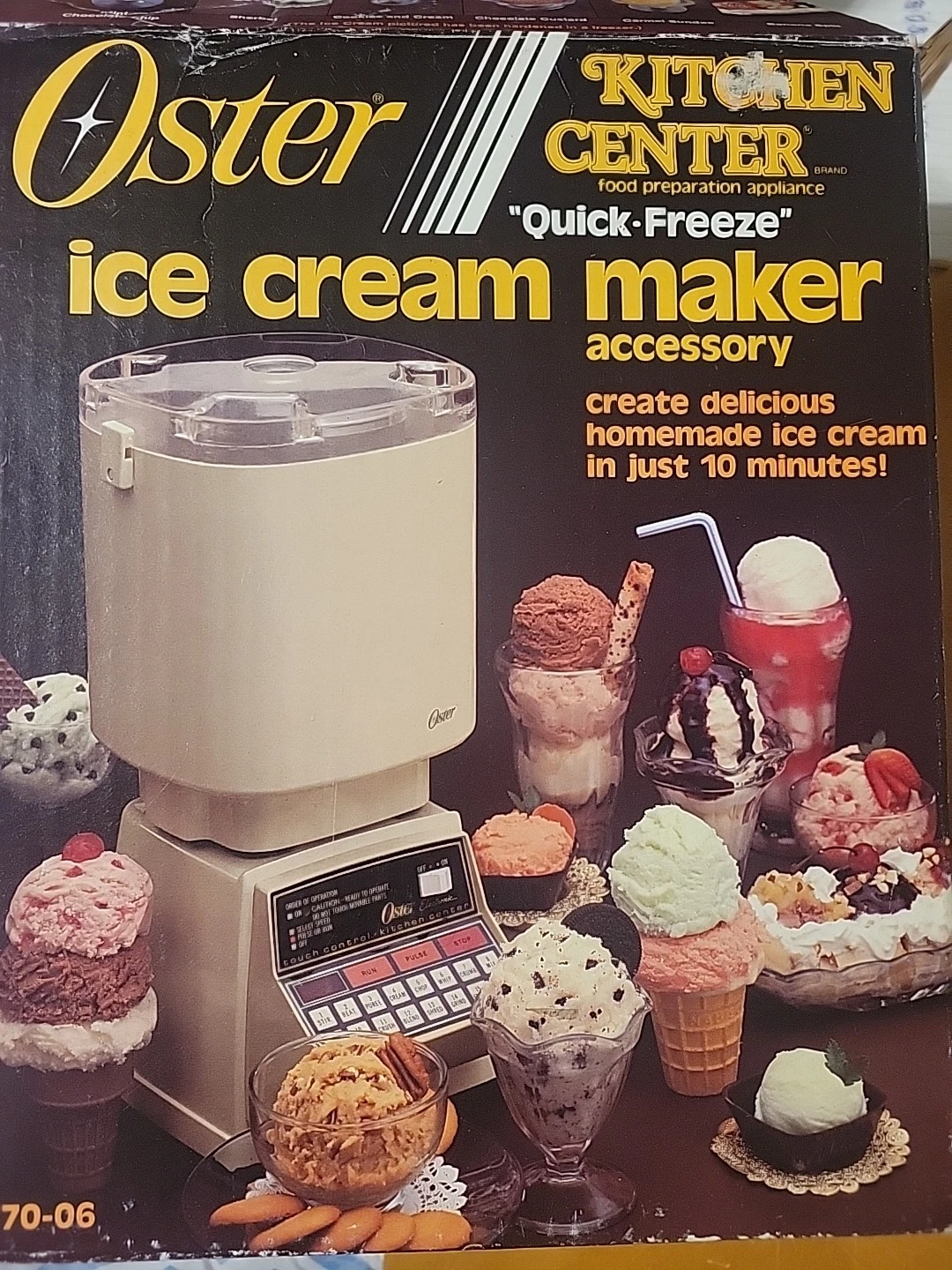 Vintage OSTER Kitchen Center Ice Cream Maker Accessory in Original Box