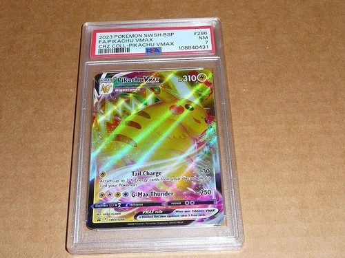 2023 Pokemon SWORD SHIELD BSP FULL ART PIKACHU VMAX CRZ COLLECTION #286 PSA 7