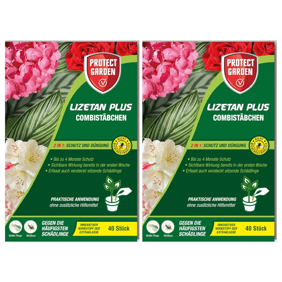 Protect Garden Lizetan Plus Combistäbchen 2x 40 Stück Weiße Fliege Blattläuse